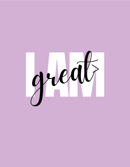 “I AM GREAT” LIGHT PURPLE pajama set